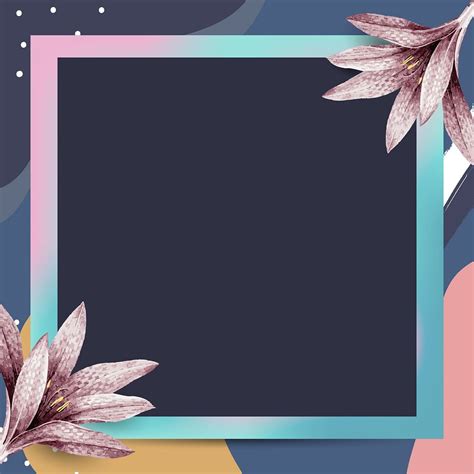 Colorful Square Leafy Memphis Frame Premium Vector Rawpixel