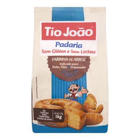 Farinha de Arroz sem Glúten Zero Lactose Tio João Padaria Pacote 1kg