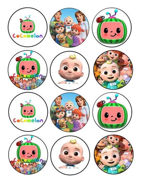 This Is A Set Of Cocomelon Themed Edible Cupcake Toppers These Are