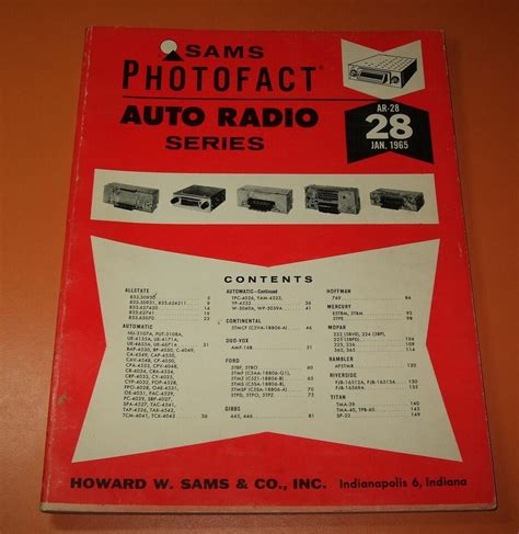 Sams Photofact Auto Radio Series AR Transistor Radio Service TSM