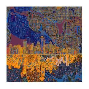 Seattle Skyline Abstract 4 Painting By Bekim M Fine Art America