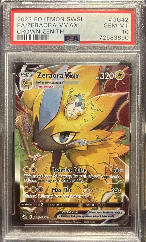 Zeraora Vmax Gg42gg70 Pokémon Tcg Crown Zenith Galarian Gallery Psa 10