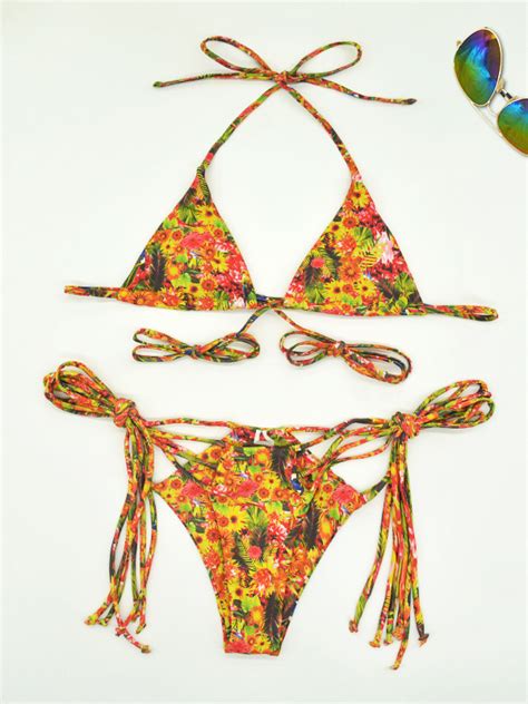 Wholesale Youthful Printed Tie Wrap Two Piece Bikini Sets Dzo