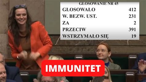 Głosowanie ws immunitetu Klaudii Jachiry YouTube