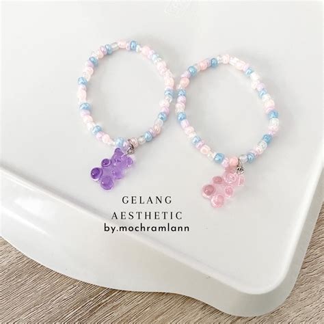 Jual GELANG MANIK BEADS RING KOREA MODEL GUMMY BEAR TRANSPARAN GELANG