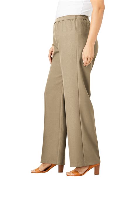 Roamans Plus Size Wide Leg Bend Over Pant Pants