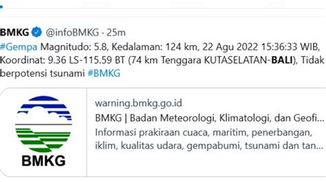 Gempa Hari Ini Bali Diguncang Kekuatan Magnitudo