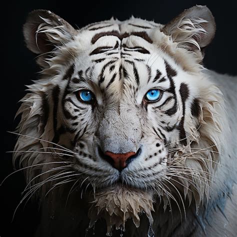 Beleza De Tigre Branco De Olhos Azuis Foto Premium