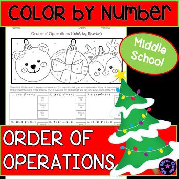 Christmas Order Of Operations Color By Number Worksheet By My Mrs Gute