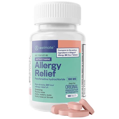 Welmate Allergy Relief Fexofenadine Hcl 180mg Non Drowsy