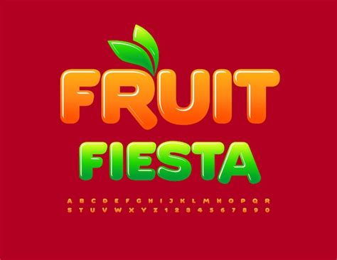 Vector Colorido Emblema Fruit Fiesta Fuente Naranja Brillante Dulces