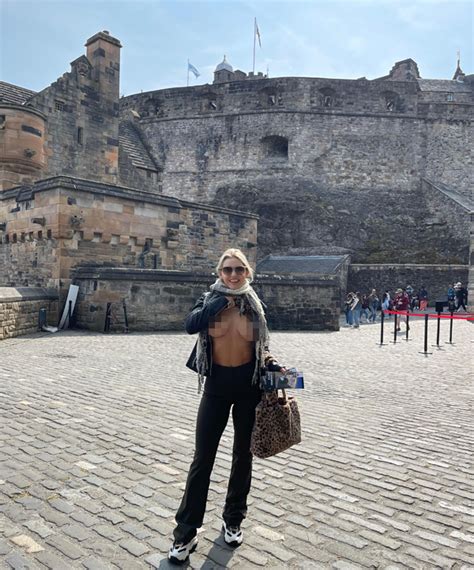 Stunning TV Presenter FLASHES BOOBS At Historic Scottish Landmarks