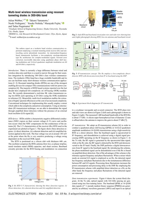 Pdf Multi‐level Wireless Transmission Using Resonant Tunneling Diodes