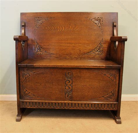 Antique Oak Monks Bench Settle Hall Seat Antiques Atlas