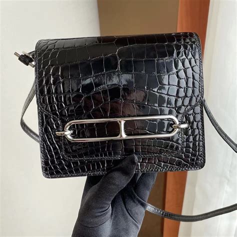 Dubai Hermes Roulis MINI CK89 Noir 黑色 Shiny Alligator Crocodile Hermès