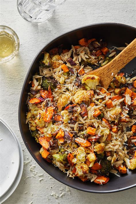 Whole Wheat Orzo With Garlicky Roasted Vegetables Delallo