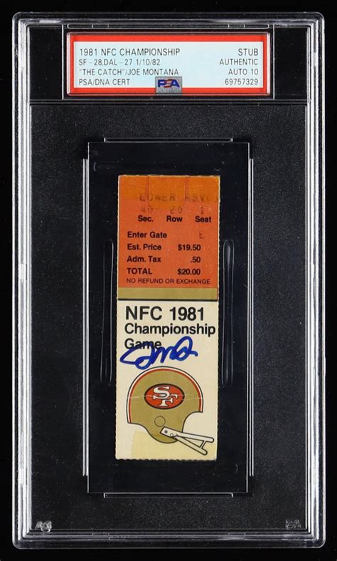 Joe Montana Signed Original 1981 "The Catch" NFC Championship Game ...