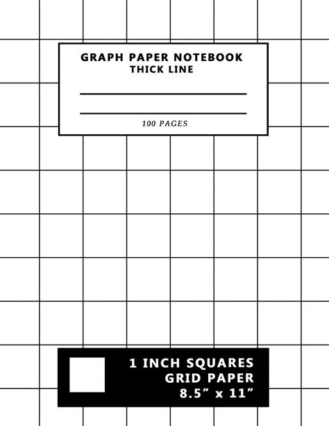 Graph Paper Notebook Thick Lines Grid 100 Pages 1 Inch Squares Grid