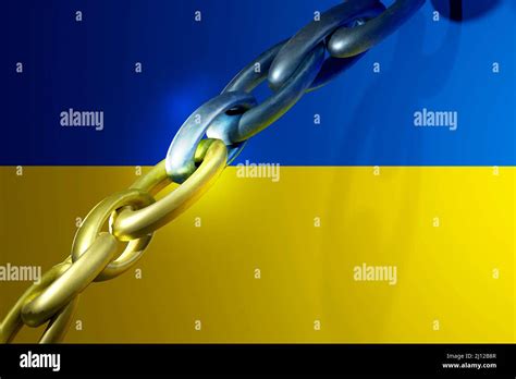 Ukrainian flag with chain. 3D render illustration Stock Photo - Alamy