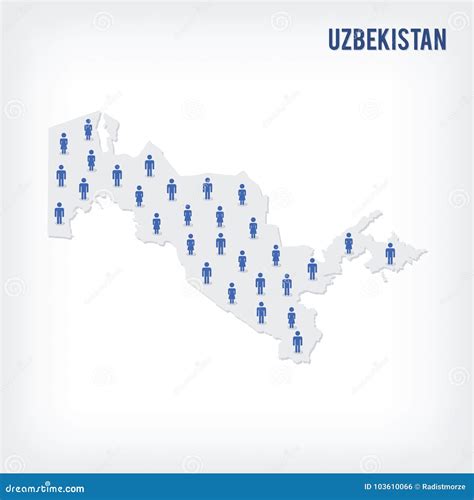 Vector People Map Of Uzbekistan The Concept Of Population Stock