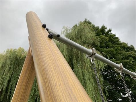 Timber Effect Steel Framed Swing For Park Refurbishment Massey