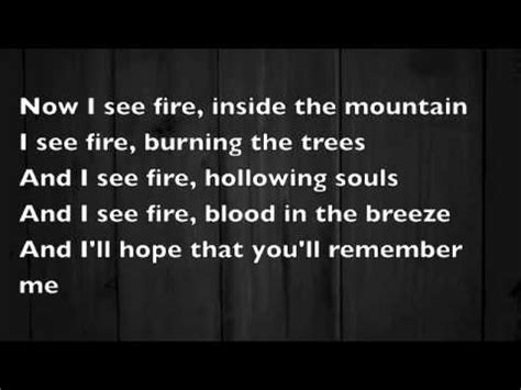 Ed Sheeran I See Fire Lyrics On Screen YouTube