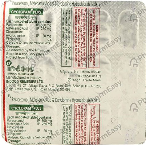 Buy Cyclopam Plus Strip Of 15 Tablets Online at Flat 15% OFF | PharmEasy