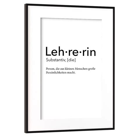 Lehrerin Definition Typografie Als Poster Im Metallrahmen Bei