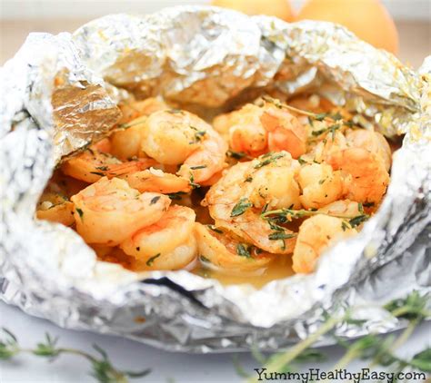 Orange Thyme Grilled Shrimp In Foil Packets Yummy Healthy Easy