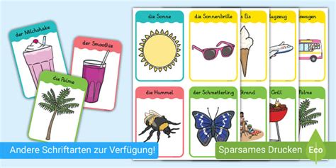 Sommerwörter Wort Und Bildkarten Teacher Made Twinkl