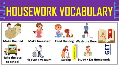 Daily Routine Housework Vocabulary Words List In English With Pictures