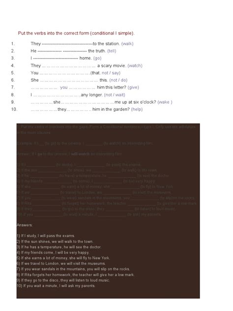 Put The Verbs Into The Correct Form | PDF | Ellipsis | Sentence ...