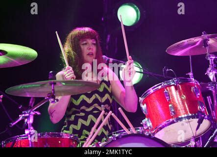 Drummer Tobi Vail of the punk rock band Bikini Kill performs at the ...