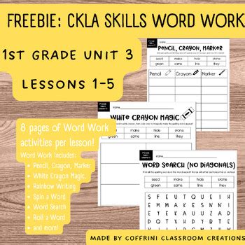 Freebie Ckla Skills Word Work St Grade Unit Lessons Tpt