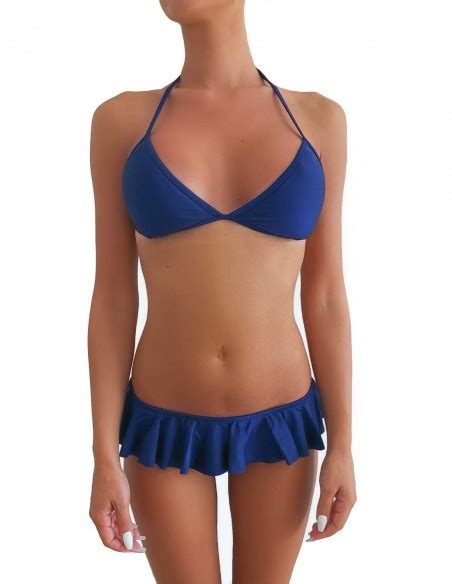 Bikini Triangolo Con Volant Slip O Brasiliana Blue Notte