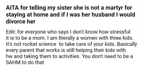 Aita For Telling My Sister She Is Not For Staying At Home