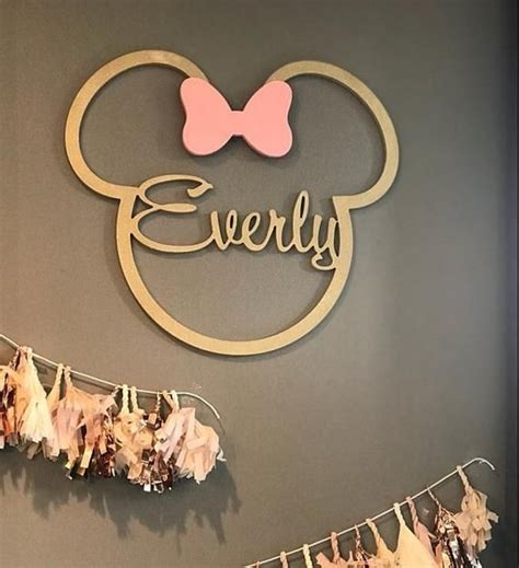 Minnie Mouse Sign Name Wall Hanging Custom Wood Name Minnie Mouse