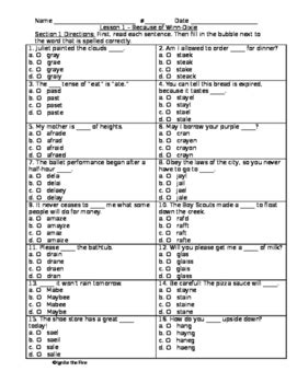 Multiple Choice Spelling Test Teaching Resources Tpt