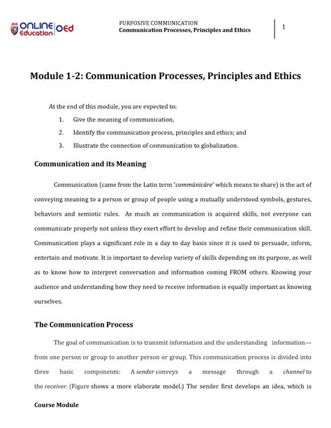 Module 1 2 Communication Processes Principles And Ethics Give The