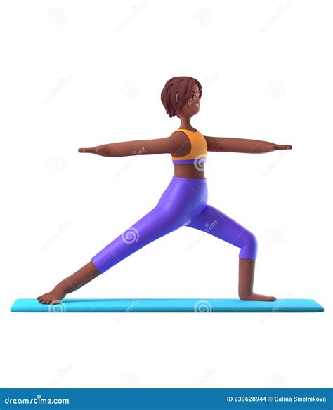 Yoga Dark Skinned Girl In Standing Position On White Background