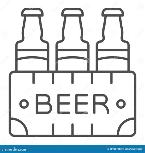 Pack Of Beer Thin Line Icon Box Of Beer Vector Illustration Isolated