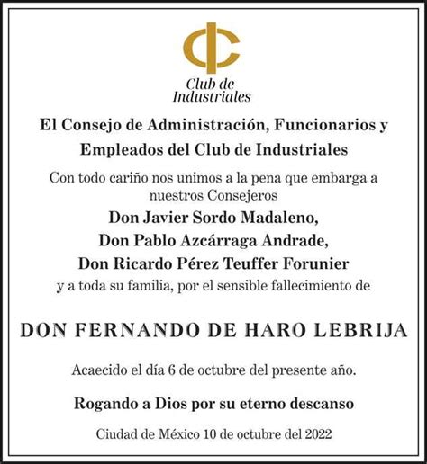 Arq Fernando De Haro Lebrija Obituario Esquela