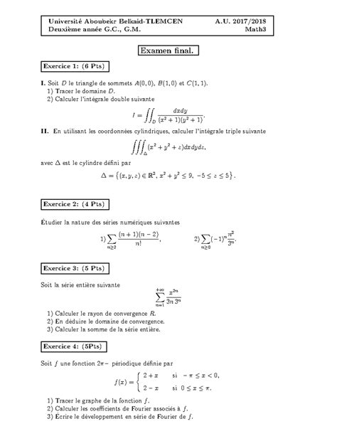 Analyse 3 Universit E Aboubekr Belkaid TLEMCEN A 2017 Deuxi Eme
