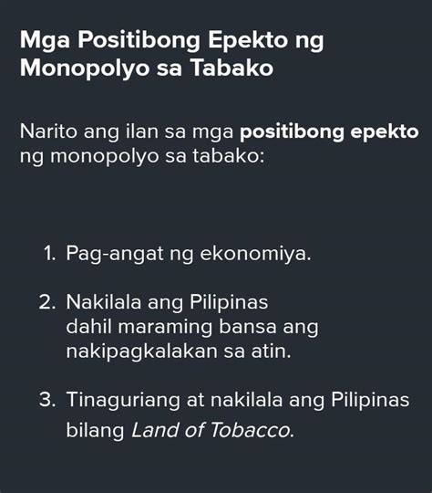 Magbigay Ng Tatlong Positibong Epekto Ng Monopolyo Brainly Ph