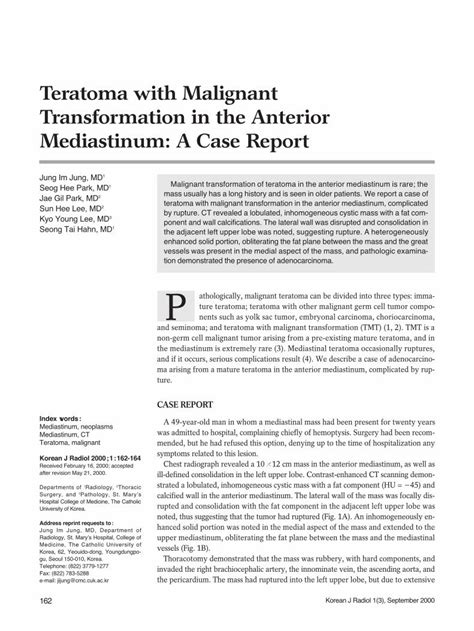 Pdf Teratoma With Malignant Transformation In The Anterior · Non