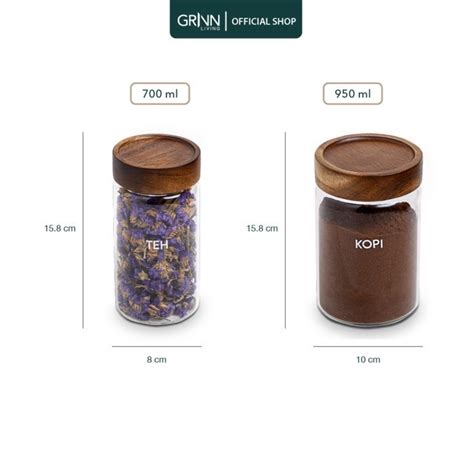 Jual Grinn Living Naya Jar Toples Kaca Tutup Kayu Akasia Series