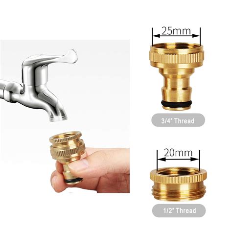 Brass Garden Hose Tap Connector 1 2 Inch 20mm And 3 4 Inch 25mm 2 In 1 Outdoor Female