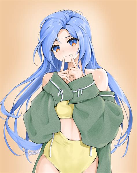 Chaesu Long Hair Blue Hair Blue Eyes Anime Anime Girls Digital