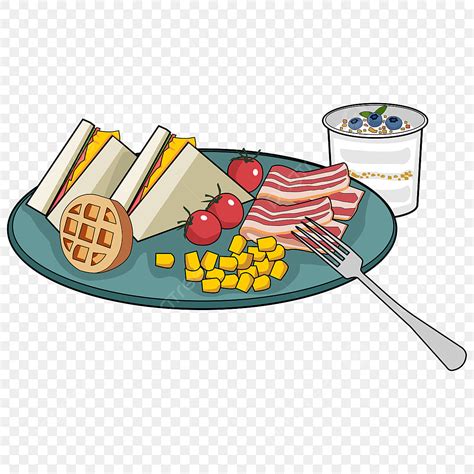 Breakfast Plate Clipart Transparent Background, Breakfast In Blue Plate ...