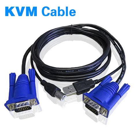 USB KVM Switch Cable 1.5M 15 Pin VGA Male to Male and USB A to B Cable ...